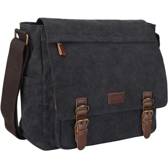 Vintage Canvas Messenger Bag Shoulder Bag 14 Inch Laptop Briefcase - Picture 1 of 6
